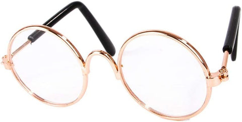 Funny Cute Dog Cat Retro Fashion Sunglasses Mosaic Glasses Transparent Eye-Wear Protection Puppy Cat Teacher Bachelor Cosplay Glasses Pet Photos Props for Small Dog Cat, Golden