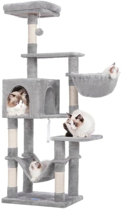 Multi-Level Cat Tree for Indoor Cats Cat Tree Tower for Large Cats with Sisal-Covered Scratching Posts, Condo, Stable Cat Tower, Cat Furniture Play Center for Indoor Cats Activity