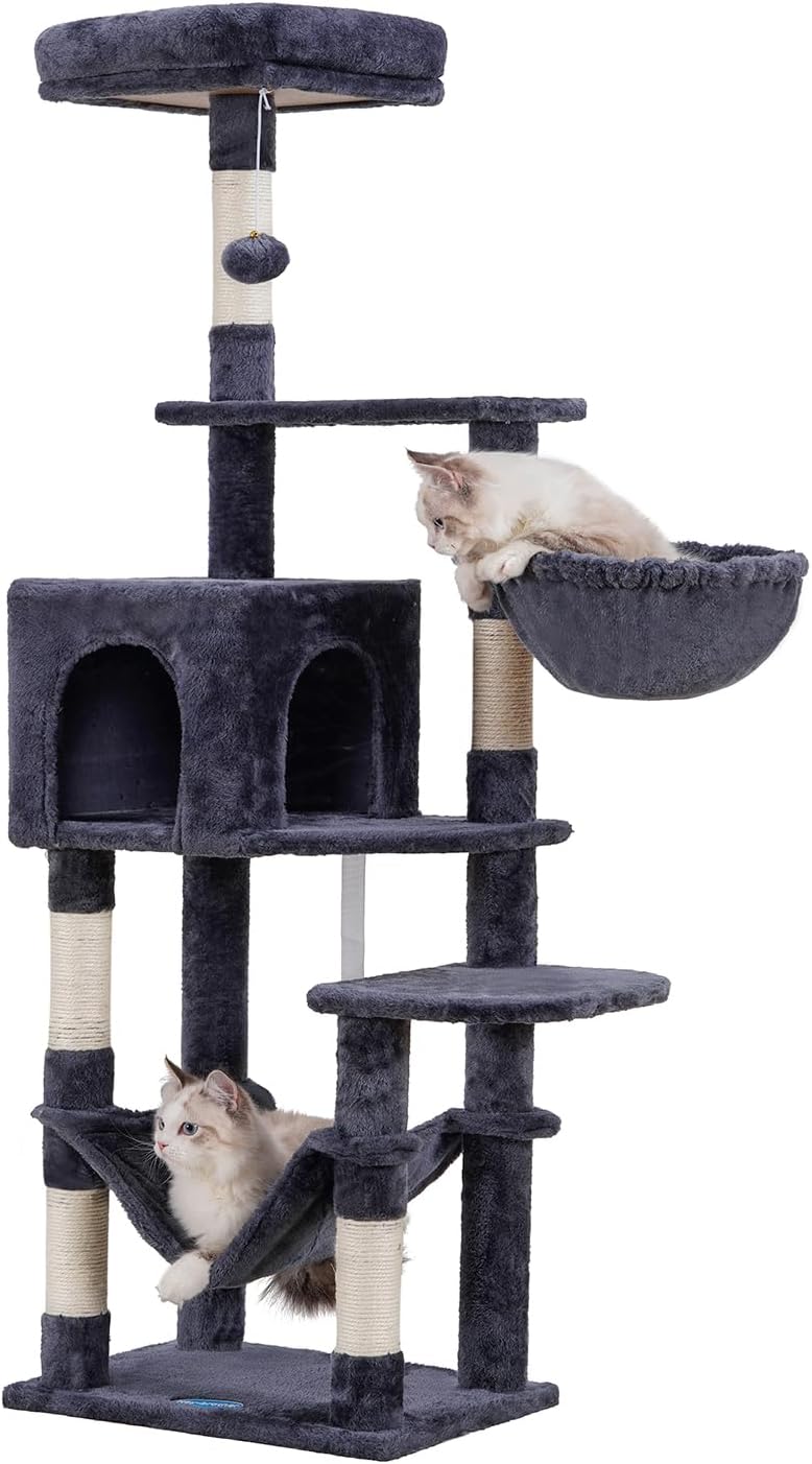 Multi-Level Cat Tree for Indoor Cats Cat Tree Tower for Large Cats with Sisal-Covered Scratching Posts, Condo, Stable Cat Tower, Cat Furniture Play Center for Indoor Cats Activity