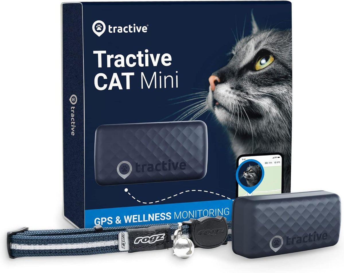 GPS Tracker & Health Monitoring for Cats (6.5 Lbs+) - Market Leading Pet GPS Location Tracker | Wellness & Escape Alerts | Waterproof | Works with Any Collar (Dark Blue)