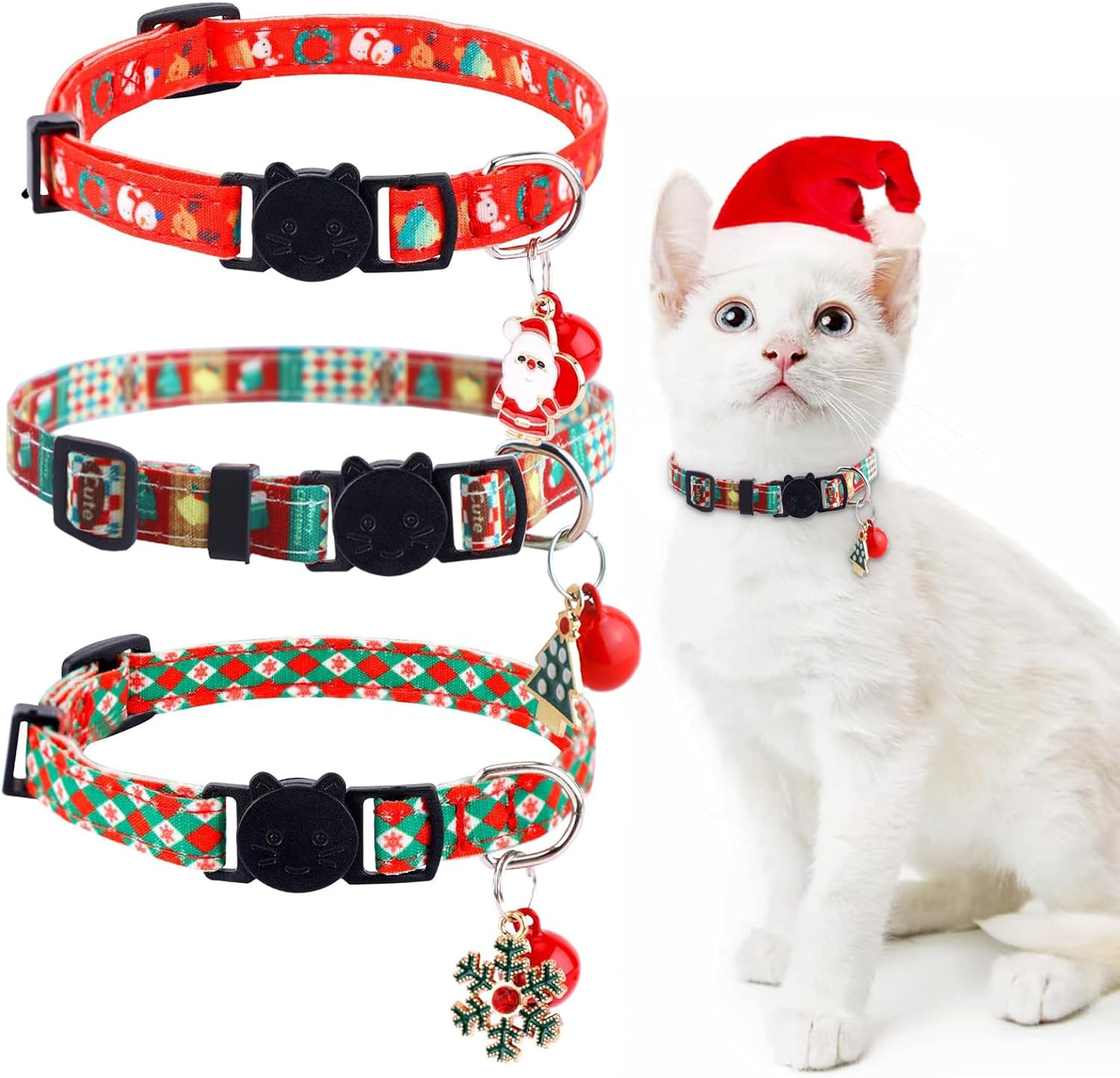 3 Pack Cat Collar with Flower - Cat Collar with Bells Adjustable Floral Flower Bowtie Collars Boy Girl Cute Collar Accessories for Kitten Kitty Puppy and Small Pets