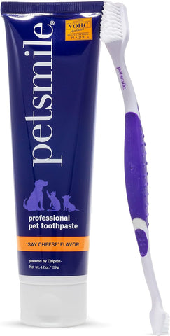 Professional Pet Brushing Kit | Cat & Dog Dental Care | Controls Plaque, Tartar, & Bad Breath | Only VOHC Accepted Toothpaste | Teeth Cleaning Pet Supplies (London Broil, 2.5 Oz)