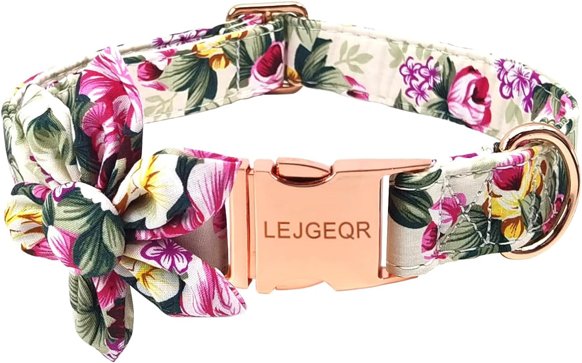 Floral Girl Dog Collar,Cotton Dog Collars for Dogs Female Dog Collar with Flower Fall Cute Dog Collars with Quick Release Buckle Puppy Collars Pet Dog Collar for Small Medium Large Dogs