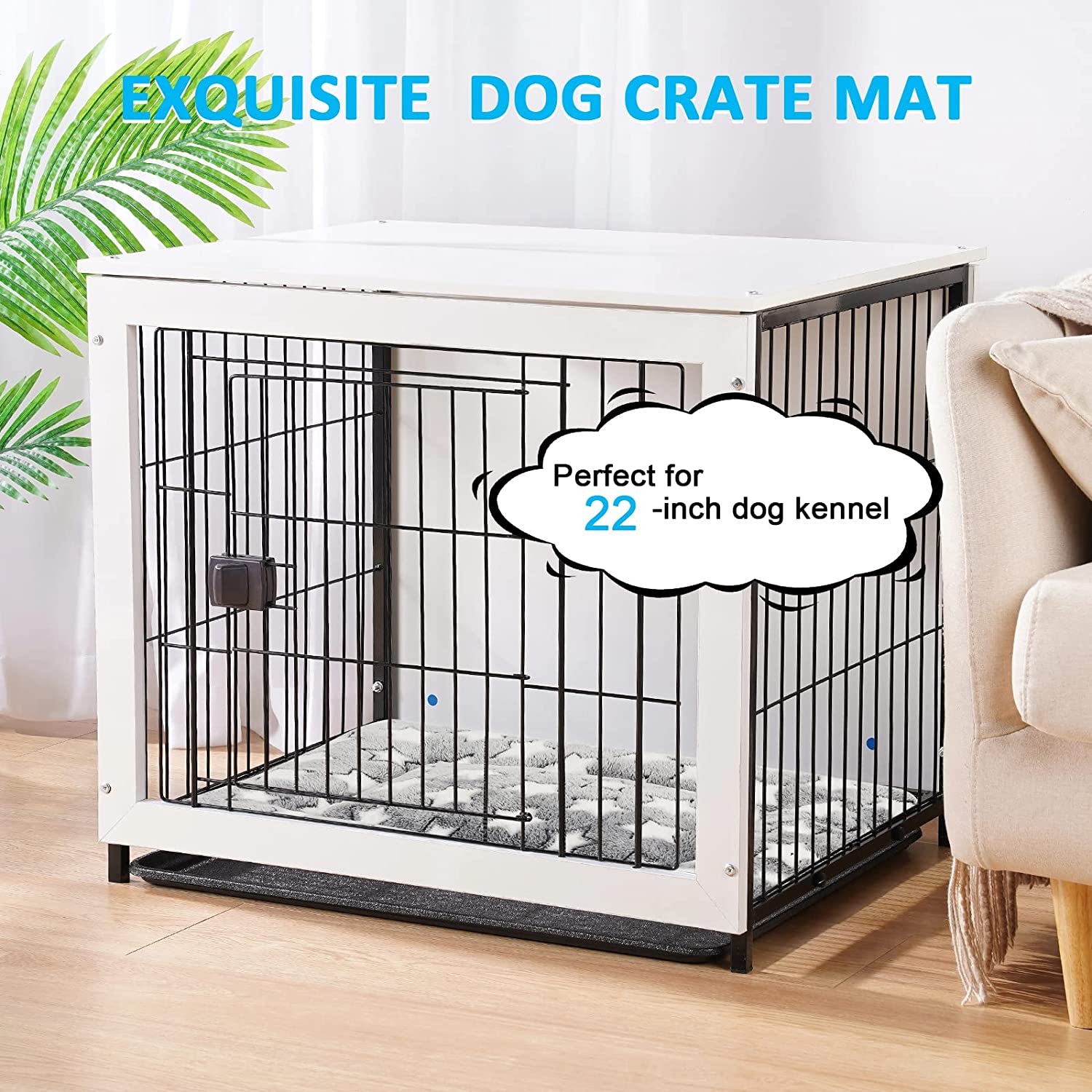 Dog Bed Mat, Reversible Crate Pad for Medium Small Dogs, Machine Washable, Portable and Soft Pet Bed Pad/Mat for 22-Inch Kennel