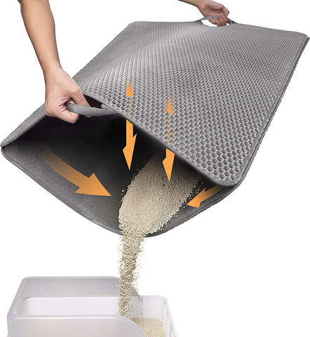 Conlun Cat Litter Mat Cat Litter Trapping Mat, Honeycomb Double Layer Design, Urine and Water Proof Material, Scatter Control, Less Waste，Easier to Clean,Washable