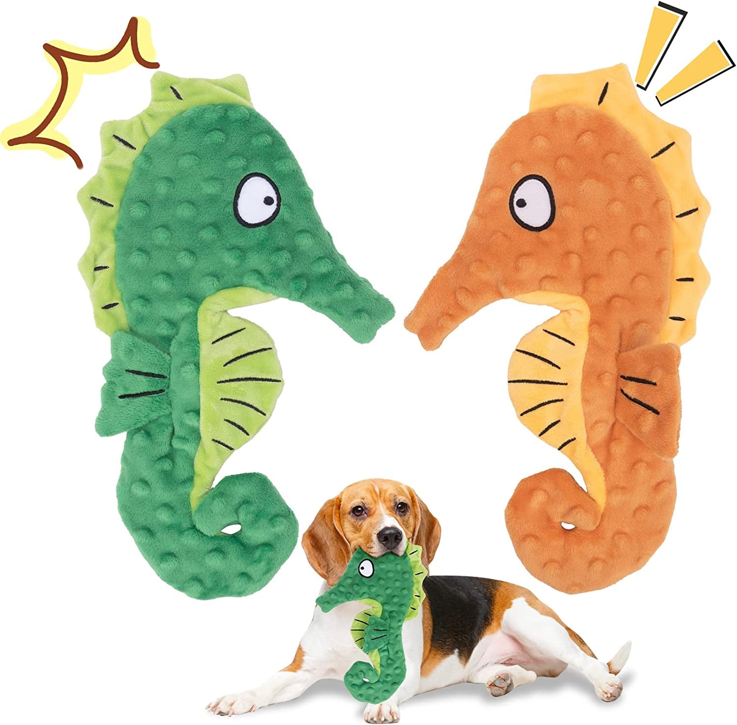 Squeaky Dog Toys, Octopus No Stuffing Crinkle Plush Pet Training and Entertaining, Durable Interactive Chew Toys for Puppy Teething, Small, Medium, and Large Dogs, 2 Pack