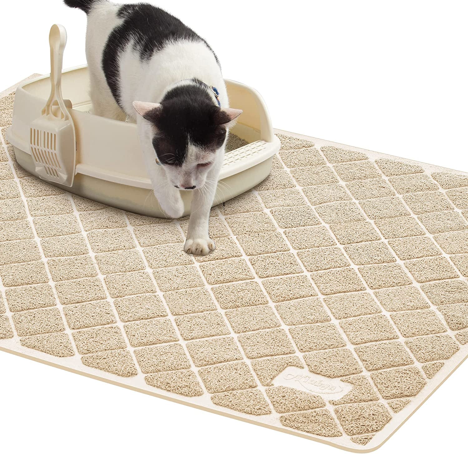 Premium Cat Litter Mat, 47" Long X 35" Wide, Extra Large Size, Waterproof and Non-Slip Design, Gentle on Paws, Easy to Clean