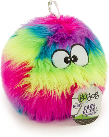 Furballz Squeaky Plush Ball Dog Toy, Chew Guard Technology - Rainbow, Large