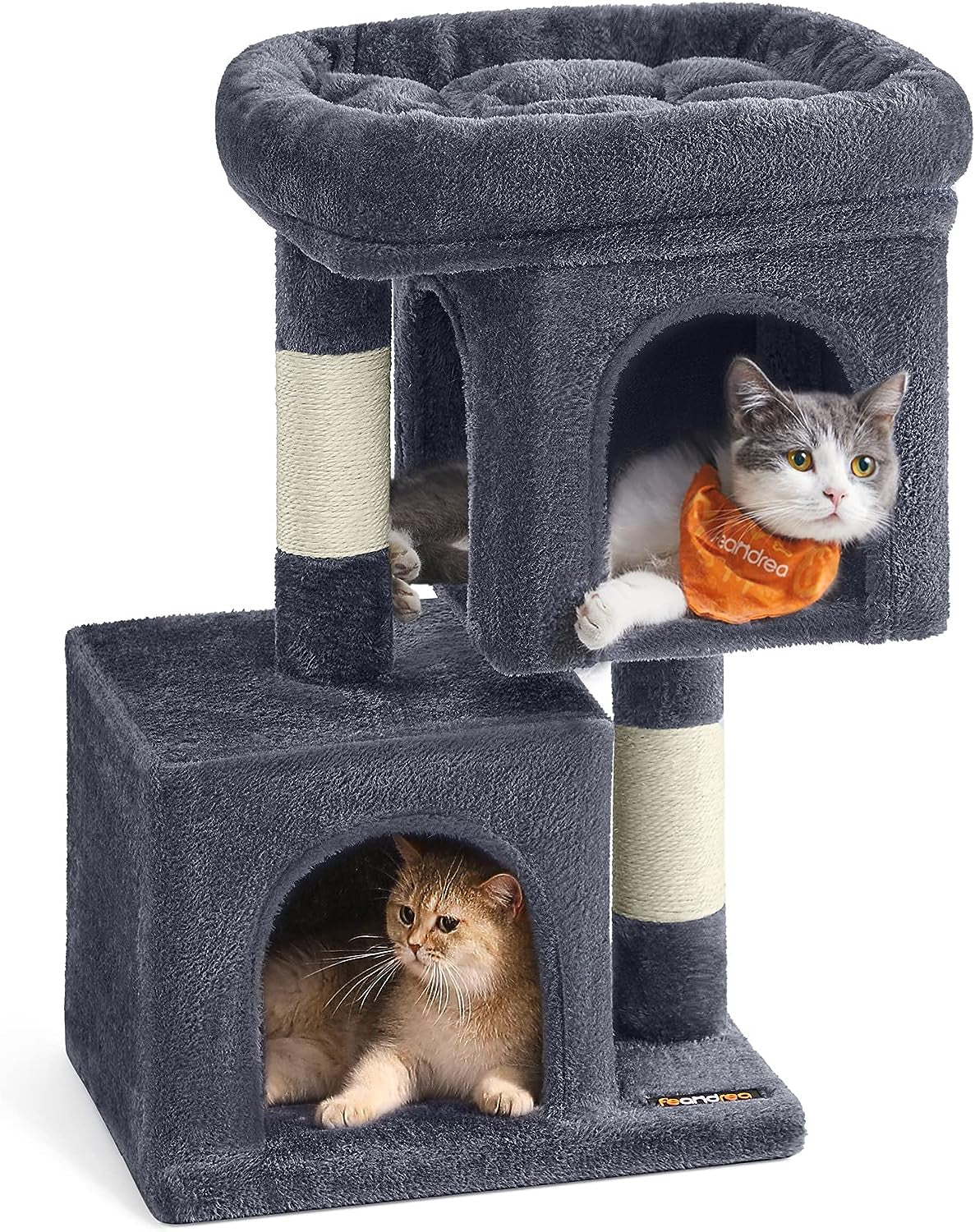 Woodywonders Cat Tree, 65-Inch Modern Cat Tower for Indoor Cats, Multi-Level Cat Condo with 5 Scratching Posts, Perch, Washable Removable Cushions, Cat Furniture, Rustic Brown UPCT166X01