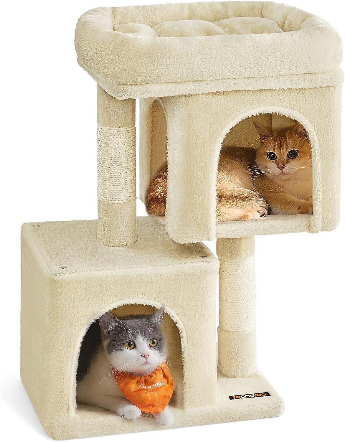 Woodywonders Cat Tree, 65-Inch Modern Cat Tower for Indoor Cats, Multi-Level Cat Condo with 5 Scratching Posts, Perch, Washable Removable Cushions, Cat Furniture, Rustic Brown UPCT166X01