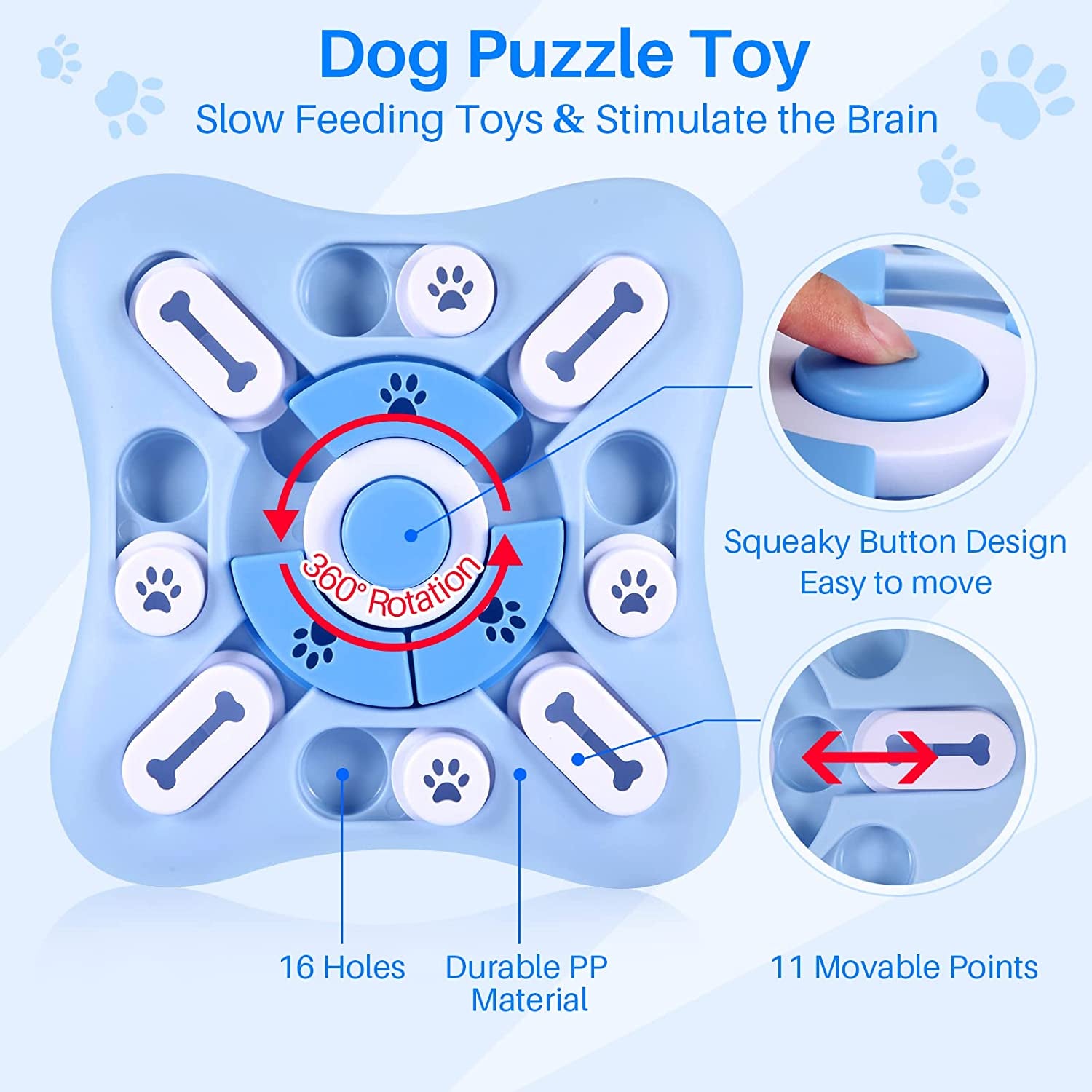 Interactive Dog Puzzle Toys for Large Medium Small Smart Dogs, Squeaky Enrichment Mentally Stimulation Toys for Training, Dog Treat Chew Toy for Puppy&Cats