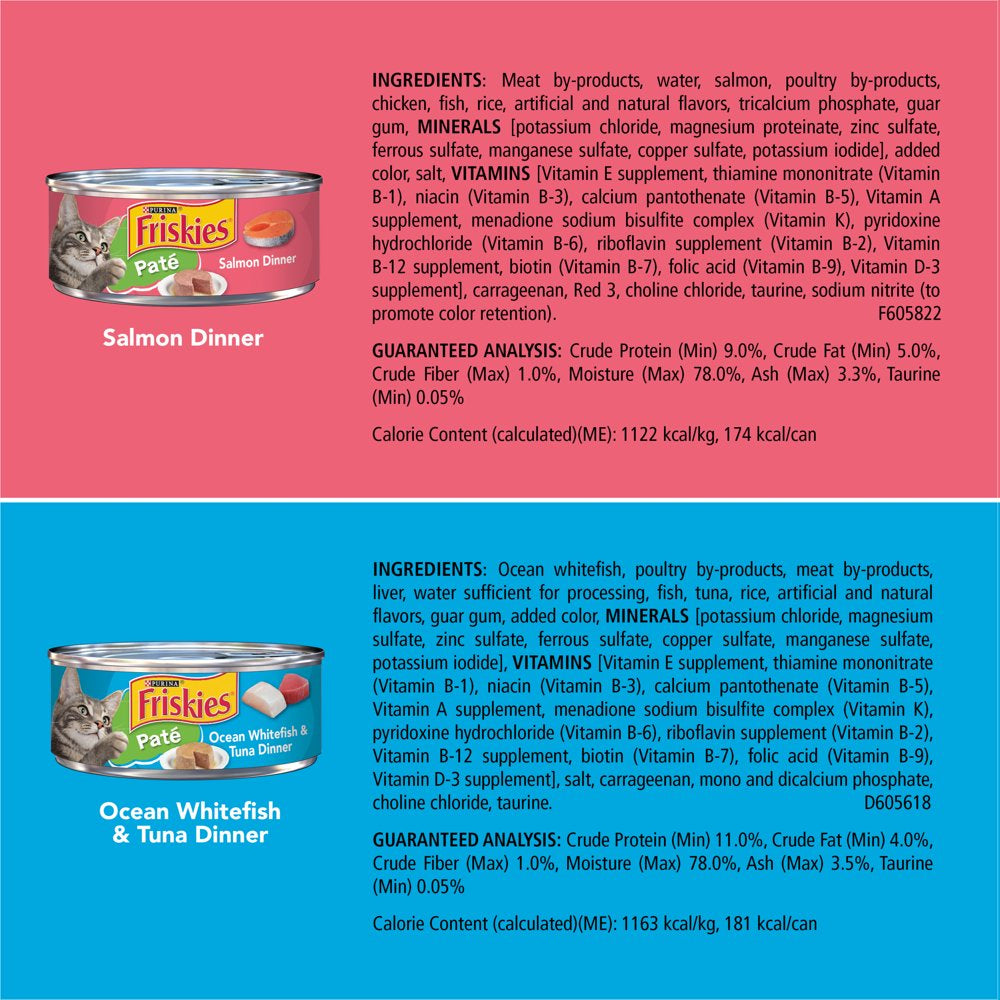 Purina  Pate Wet Cat Food for Adult Cats & Kittens, Seafood Favorites Variety Pack, 5.5 Oz Cans (32 Pack)