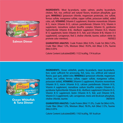 Purina  Pate Wet Cat Food for Adult Cats & Kittens, Seafood Favorites Variety Pack, 5.5 Oz Cans (32 Pack)