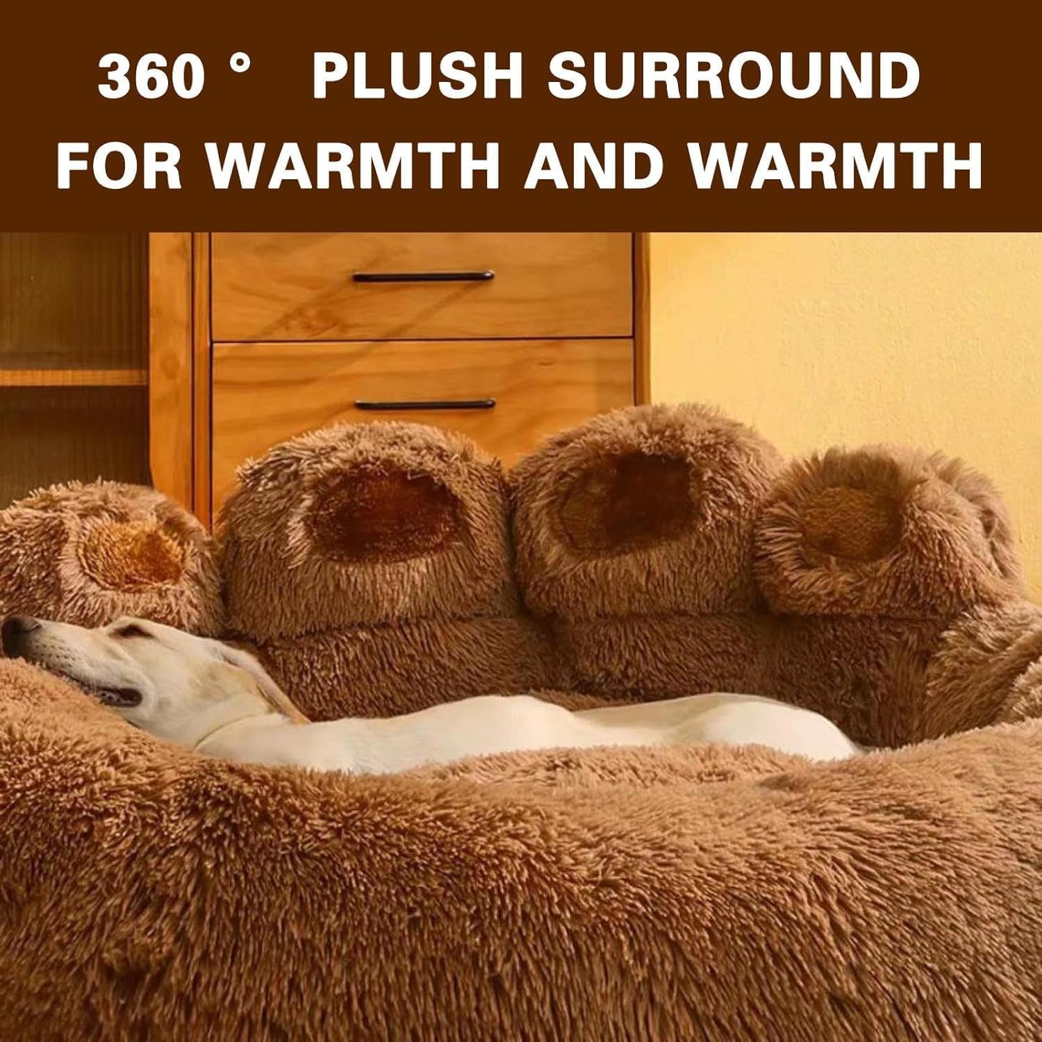 19.68" Upgraded Soothing Paw Dog Bed, Dog Bed with Standing Paws, Dog Bed Cat Pet Sofa Cute Bear Paw Shape Cozy Cozy Pet Sleeping Bed (Coffee)