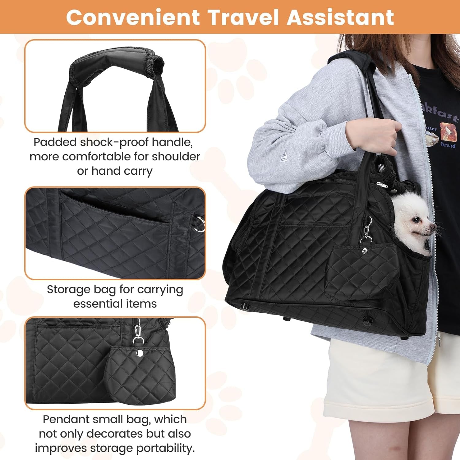 Dog Carrier for Small Dogs, Soft Sided Pet Carrier Bag with Pockets, Breathable Mesh and Soft Cushion, Portable Medium Dog Puppy Large Cat Travel Handbag Tote for Hiking Traveling Outdoor Max 12 Lbs