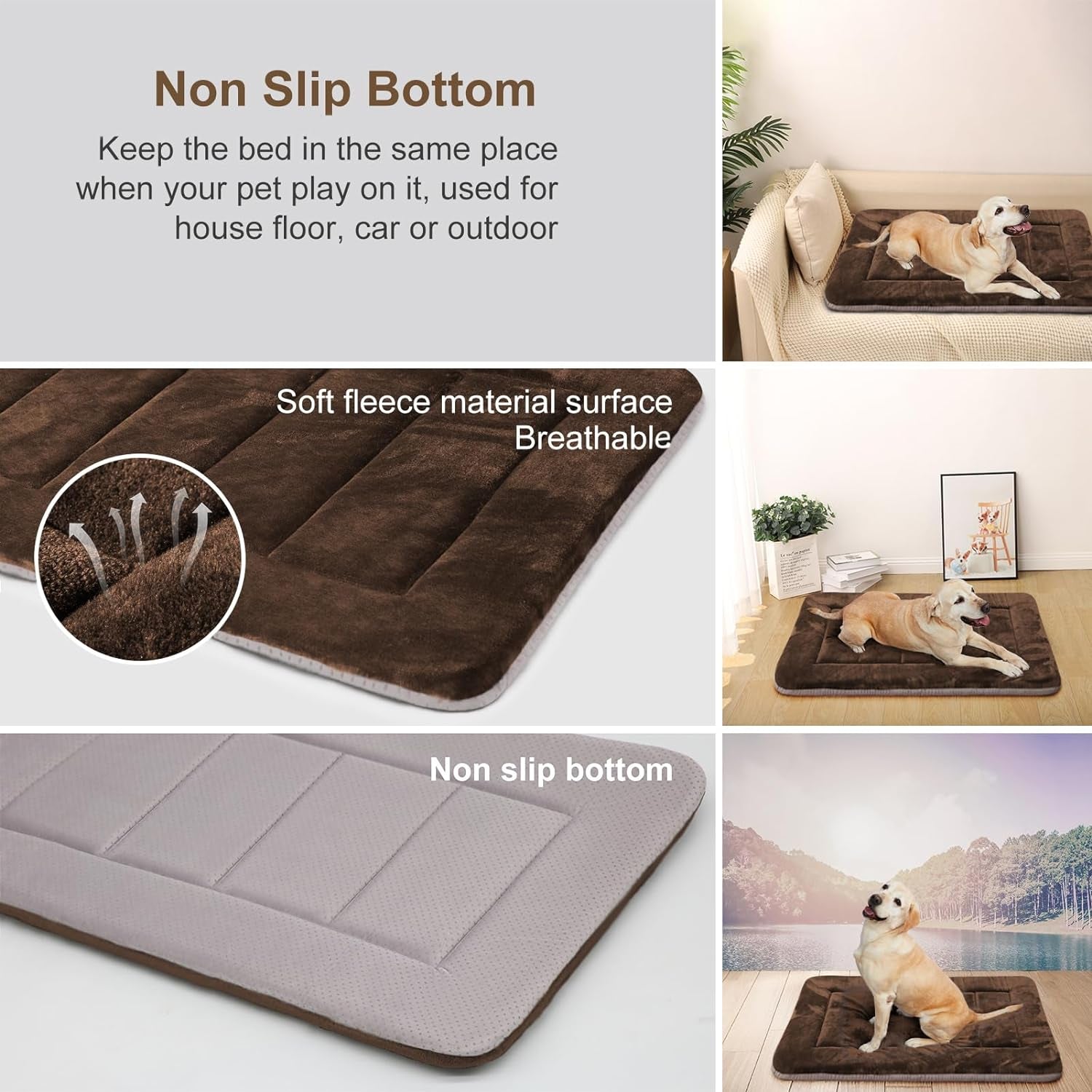 Dog Beds for Large Dogs Crate Bed Pad Mat 42 in Soft Kennel Pads Washable Non Slip Dog Mattress Pet Beds Cushion for Pets Sleeping Mats