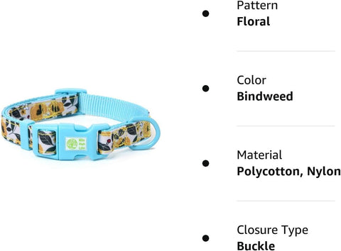 | Girl Dog Collars | Cute Dog Collar Lightweight | Soft Poly Cotton Fabric Collars for Small Dogs | Flower & Fruit Pattern (Bindweed, Collar -XS)