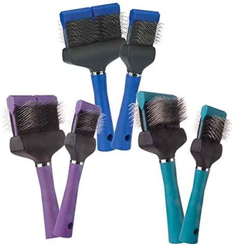 Flex Slicker Brushes Dog Grooming Brush Soft Firm Single Double Sided Tools (Single - Blue)