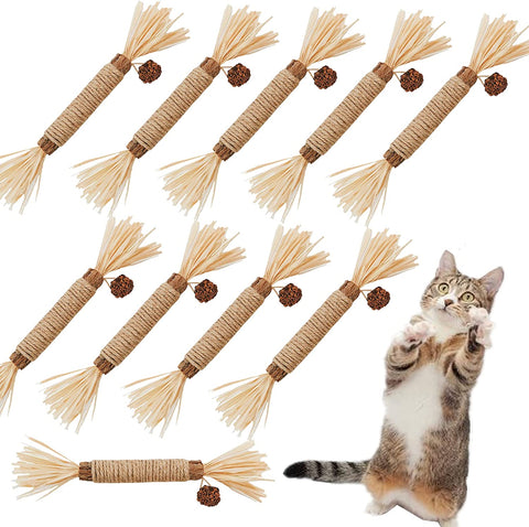 Cat Toys,4Pack Silvervine Chew Stick,Kitten Treat Catnip Toy Kitty Natural Stuff Catnip for Cleaning Teeth Indoor Dental Snack Interactive Exercise Hamster Chinchilla Gerbil Rabbit Bunny