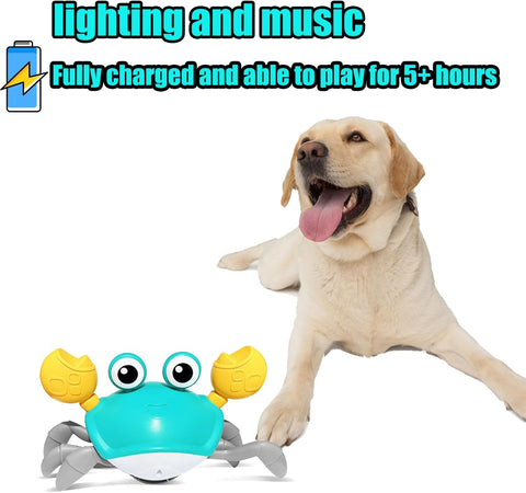 Crawling Crab Dog Toys,Escaping Crab Dog Toy with Obstacle Avoidance Sensor,Interactive Dog Toys with Music Sounds & Lights for Dogs Cats Pets,Christmas Toy Gift for Puppy/Small/Medium Dogs