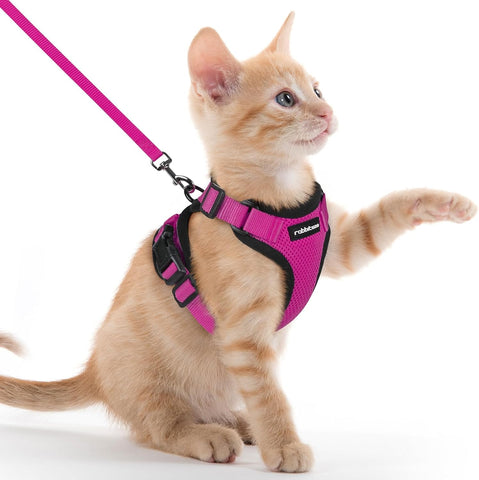 Cat Harness and Leash for Walking, Escape Proof Soft Adjustable Vest Harnesses for Cats, Easy Control Breathable Reflective Strips Jacket, Black, S