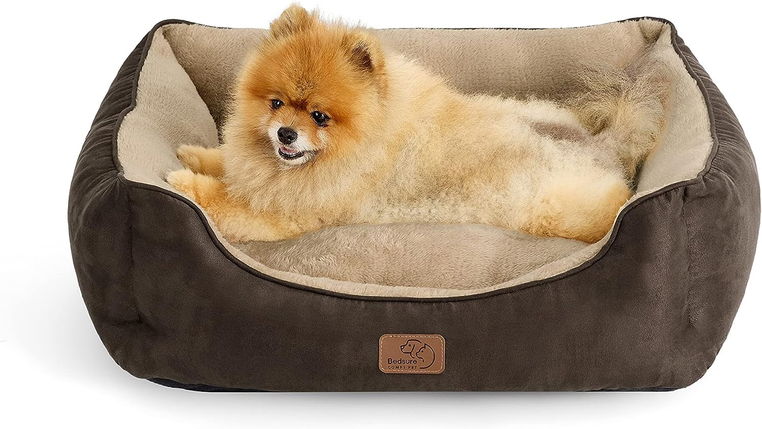 Dog Beds for Small Dogs - Beds for Indoor Cats, Rectangle Cuddle Small Bed Washable with Anti-Slip Bottom, 20 Inches, Grey