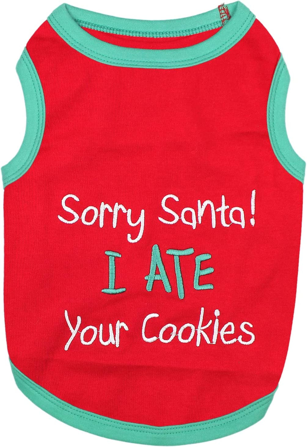 Funny Christmas Holiday Dog Cat Pet Shirts Tee Tanks - Naughty or Nice, Santa Outfit, Elf Size, Santa'S Helper, Sorry Santa I Ate Your Cookies (Sorry Santa I Ate Your Cookies, M)