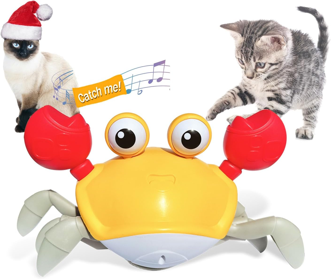 Crawling Crab Dog Toys,Escaping Crab Dog Toy with Obstacle Avoidance Sensor,Interactive Dog Toys with Music Sounds & Lights for Dogs Cats Pets,Christmas Toy Gift for Puppy/Small/Medium Dogs