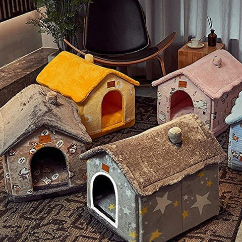 Dog House Indoor, Foldable Dog House Kennel Bed Mat with Cushion for Small Medium Large Dogs Cats, Winter Warm Cat Nest Puppy Cave Sofa Pet Products (Large)