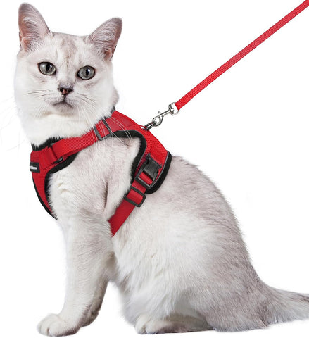 Cat Harness and Leash for Walking, Escape Proof Soft Adjustable Vest Harnesses for Cats, Easy Control Breathable Reflective Strips Jacket, Black, S