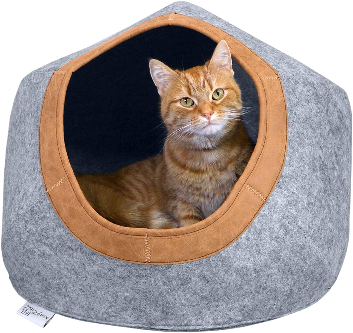 Felt round Bed, Warm and Cozy Cat Bed, Gray