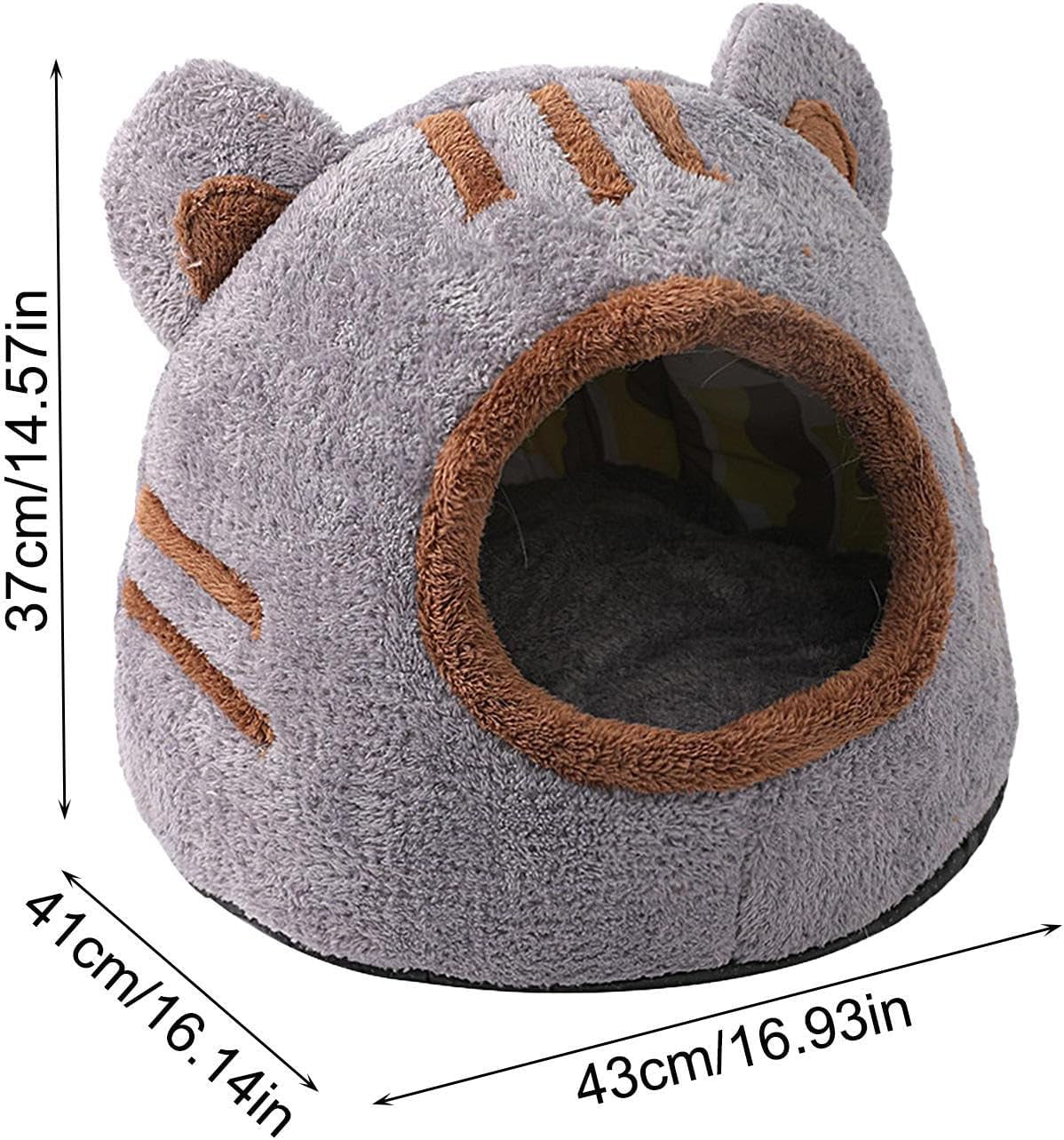 Cat Cave Bed, Soft Plush Cat Bed House, Warm Cozy Cat Hideaway Bed, Comfortable and Roomy Indoor Pet Cave, Washable Kitten Bed Cave with Removable Cushioned Pillow, Self Warming Cat House Tent