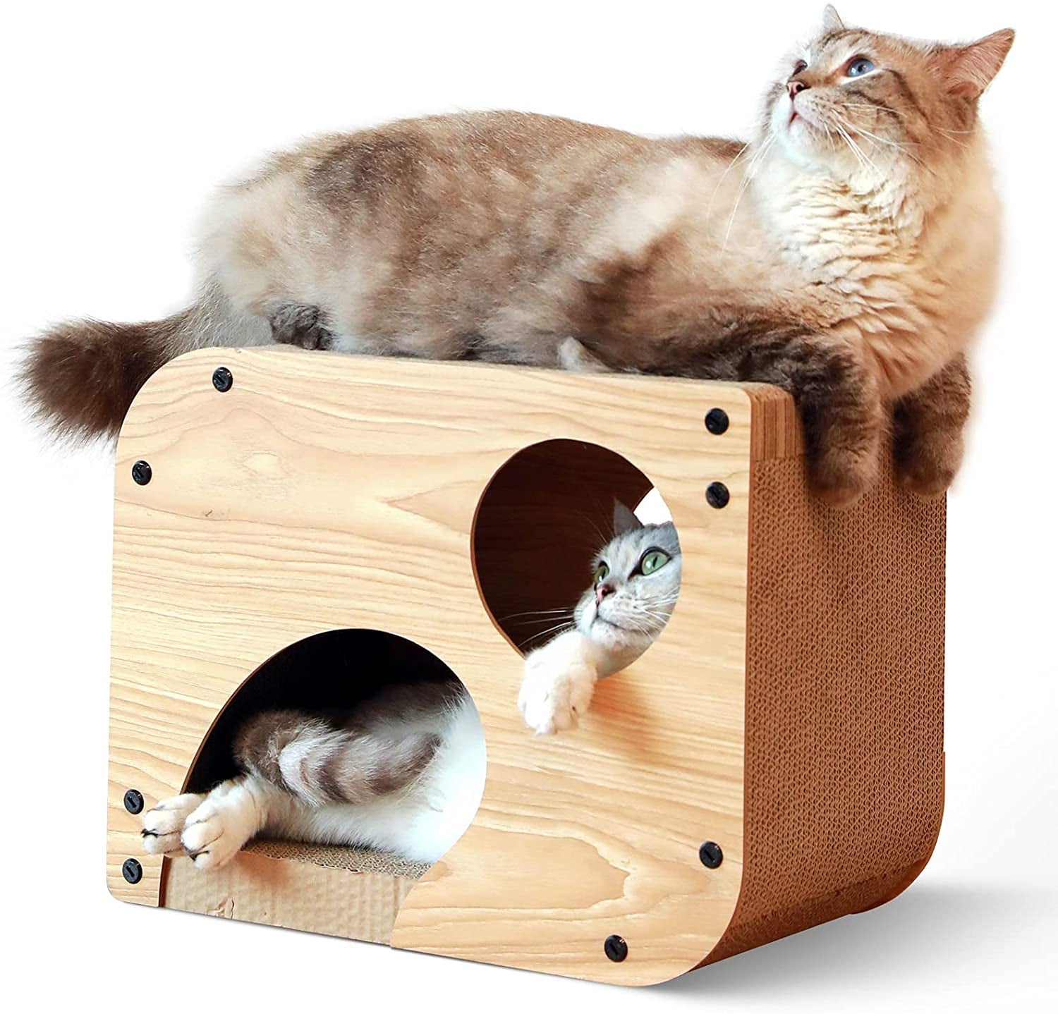 Cat Scratcher Lounge, 17.3 X 9.8 X 13.4 Inches Vertical and Horizontal Cardboard Cats House, Cat Scratching Post for Indoor Cats as Tunnel and Sofa