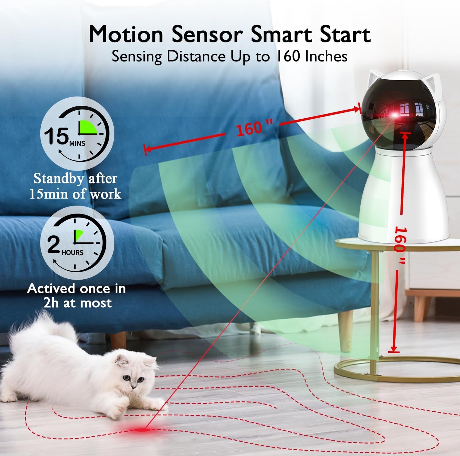 Cat Toys [2023 Newly Upgraded] Real Random Trajectory Rechargeable Motion Activated Cat Laser Toy Automatic,Interactive Cat Toys for Indoor Cats/Kitten/Dogs