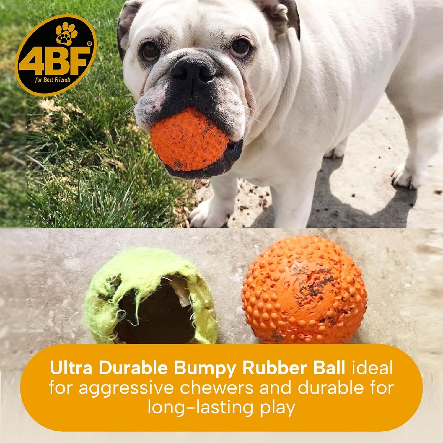 Bumpy Rubber Ball Dog Toy, Ultra-Durable, High Bounce, Textured Surface for Aggressive Chewers, Peanut Butter-Scented Rubber Balls for Dogs, Safe, Ideal for Medium, Large Dogs, Aqua