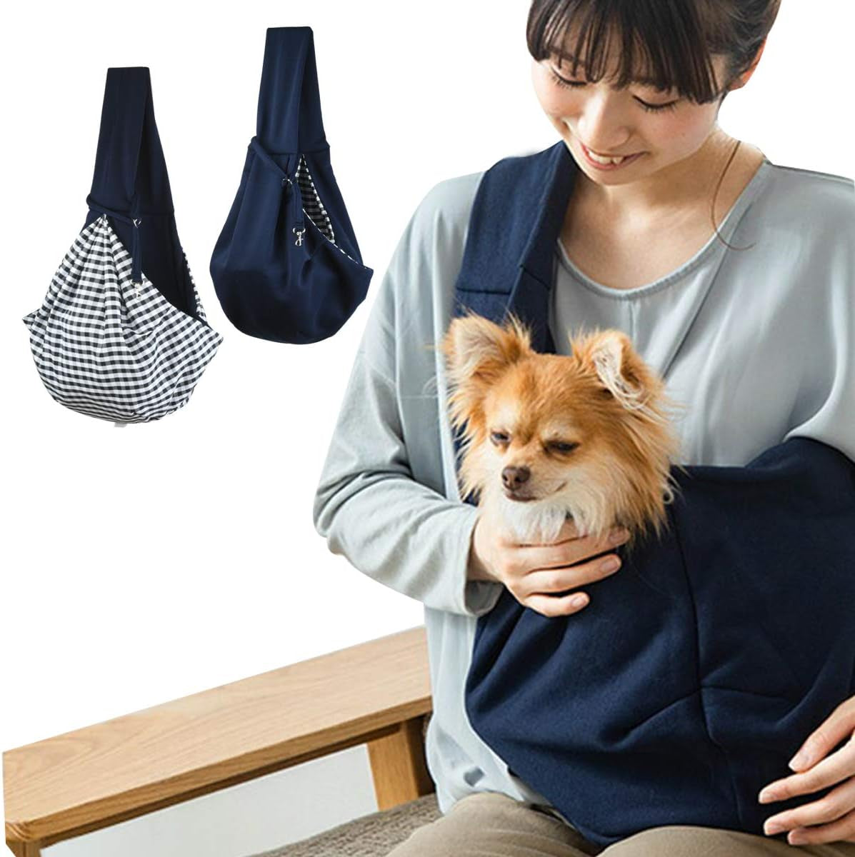 Dog and Cat Sling Carrier Little Pet Carrier Shoulder Crossbody Pet Slings for Outdoor Traveling Subway (Black)