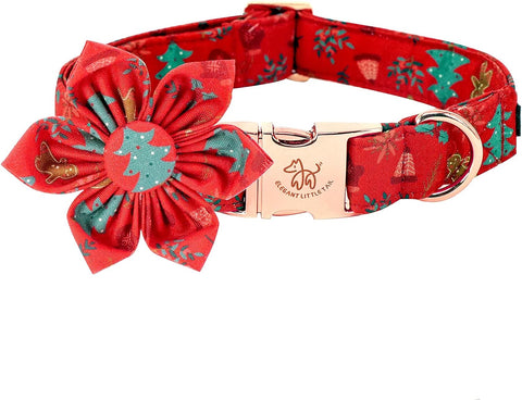 Christmas Dog Collar, Female or Male Dog Collar Flower, Pet Collar Adjustable Dog Collars with Flower for Small Medium Large Dogs