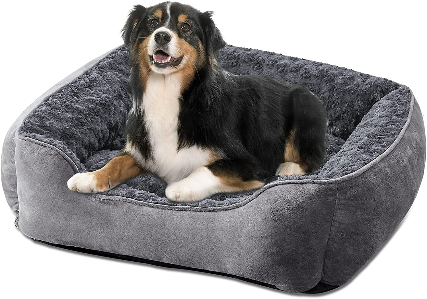 Rectangle Dog Bed for Large Medium Small Dogs Machine Washable Sleeping Sofa Non-Slip Bottom Breathable Soft Puppy Bed Durable Orthopedic Calming Pet Cuddler, Multiple Size, Beige