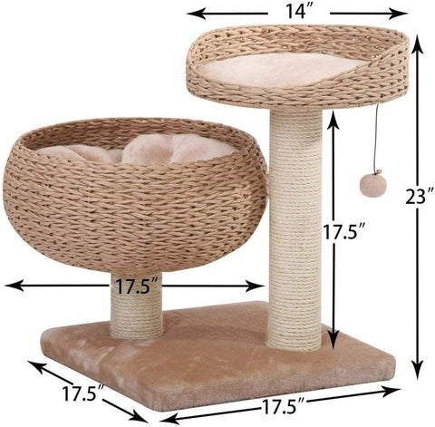 Paper Rope Natural Bowl Shaped with Perch Cat Tree