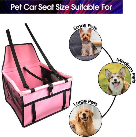 Dog Car Seat for Medium Small Dogs,Portable Washable Travel Bags for Pets under 50Lb,Pet Car Booster Suitable for Midsize and Large Cars(Pink)