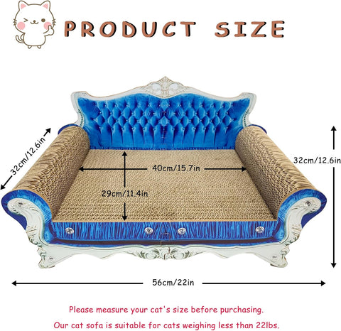 Luxury Cardboard Cat Scratcher Sofa Bed, Couch Shaped Cat Scratching Board, Cat Scratch Lounge with Catnip, Cat Scratcher for Indoor Cats