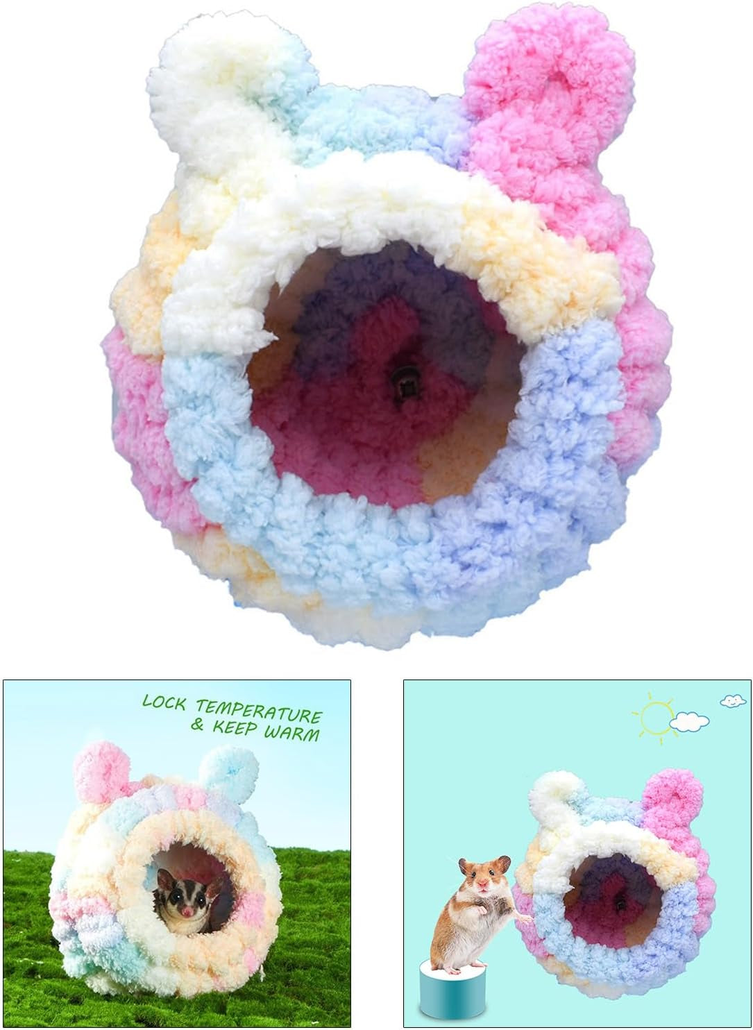 Hamster Cage Rodents Hammock Rabbit Bed House Supplies Guinea Pigs Ferret Plush Nest Sleeping Warm Bed Small Pet Items Hamster House Accessories Cute Hamster House Cage Plush Hamster House Toy Hideout