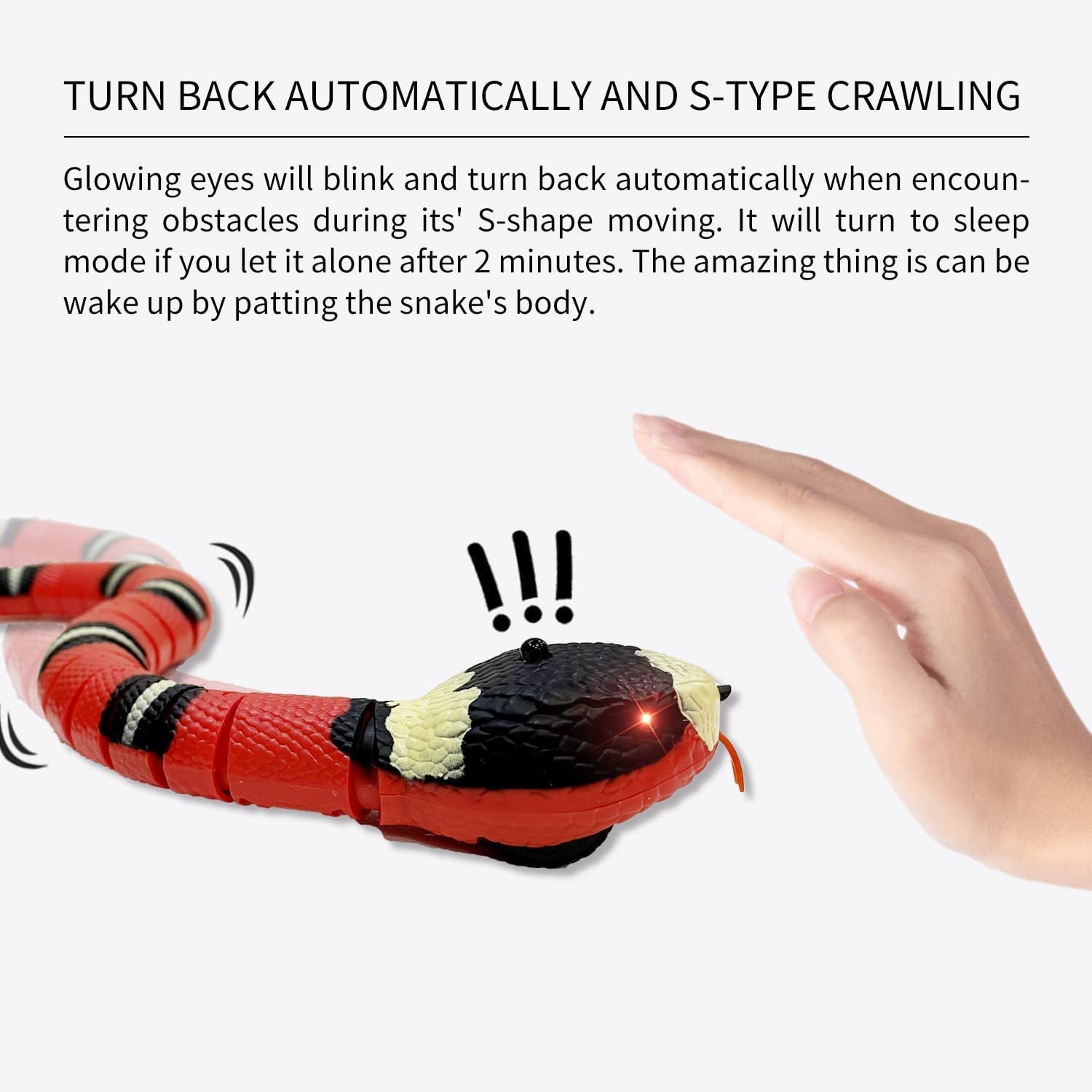 Snake Cat Toy for Cats 1PC, Smart Sensing Snake Rechargeable, Automatically Sense Obstacles and Escape, Realistic S-Shaped Moving Electro-Sensing Cat Snake Toy, Great Interactive Toys for Cats