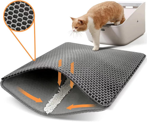 Conlun Cat Litter Mat Cat Litter Trapping Mat, Honeycomb Double Layer Design, Urine and Water Proof Material, Scatter Control, Less Waste，Easier to Clean,Washable