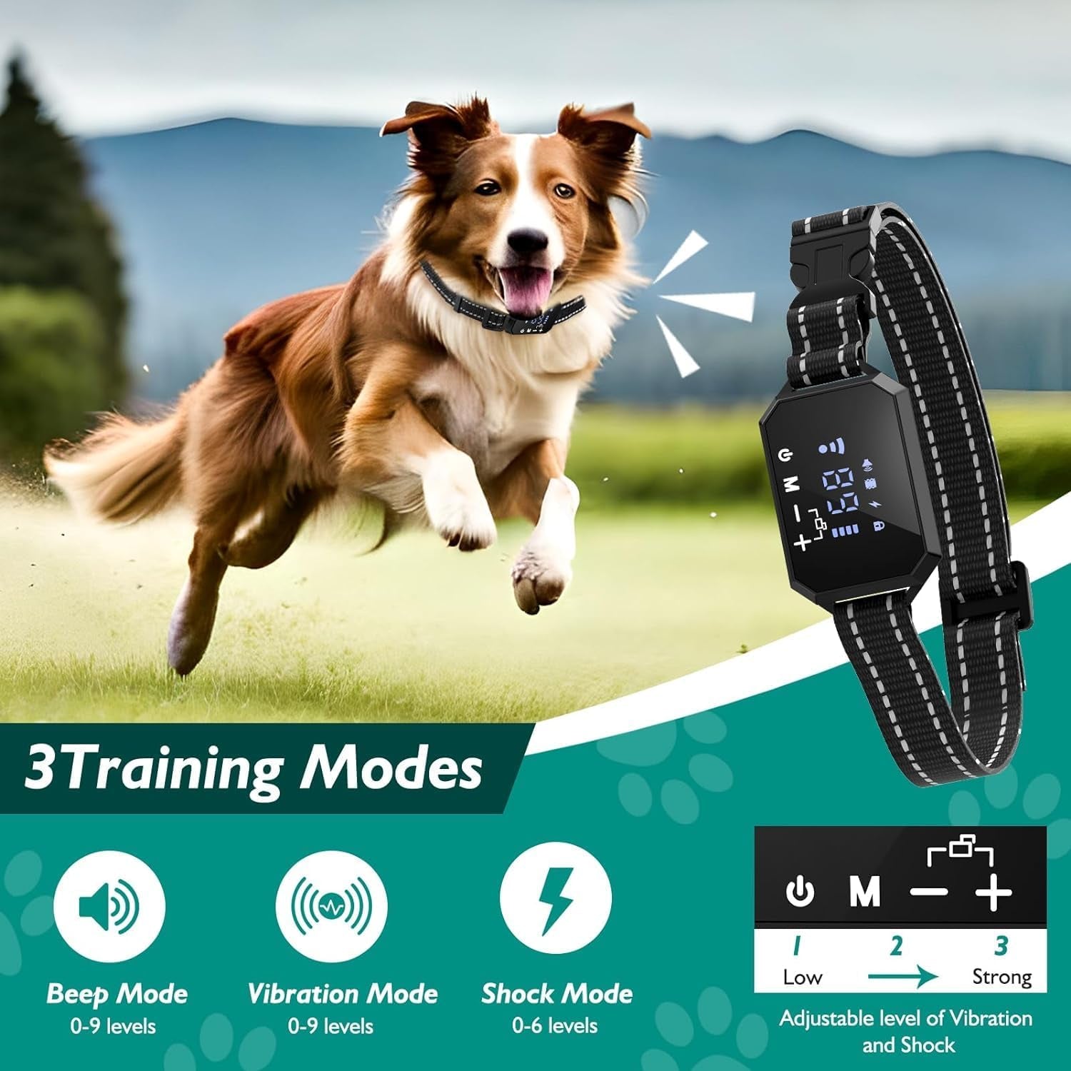 GPS Wireless Dog Fence System, Electric Dog Fence, Portable GPS Wireless Pet Perimeter Dog Collar with Large Stable Signal Boundary,Range up to 6560Ft. Adjustable Dog Collar for All Dogs