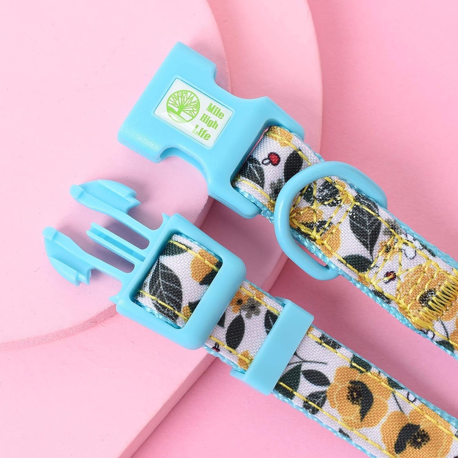 | Girl Dog Collars | Cute Dog Collar Lightweight | Soft Poly Cotton Fabric Collars for Small Dogs | Flower & Fruit Pattern (Bindweed, Collar -XS)