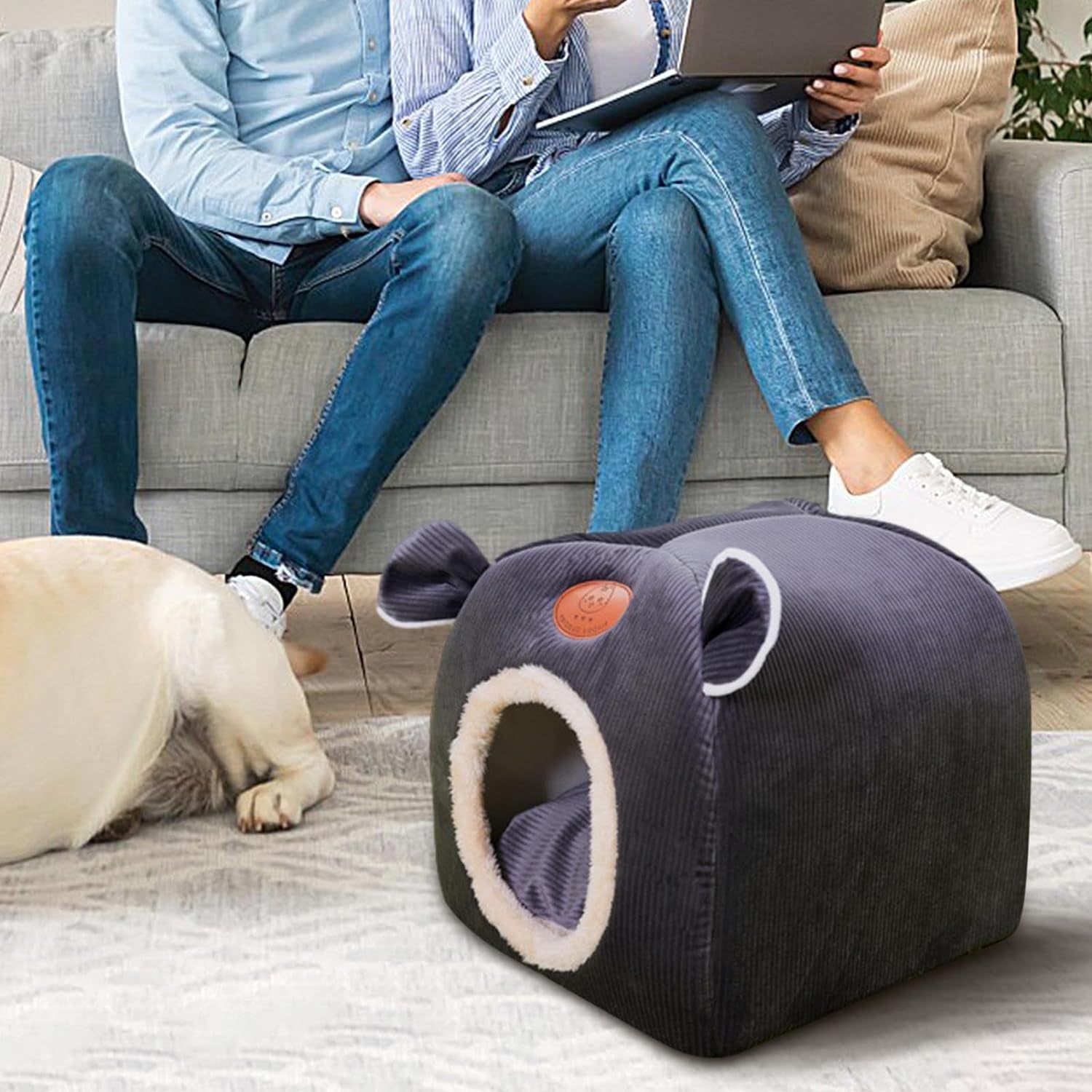 Pet Tent House, Winter Pet House, Comfy Kitten Bed, Semi Enclosed Shape Pet Bed with Moisture Resistane, Washable Kitten Bed Cave with Bite Resistancy, Cat House for Indoor Cats Rabbits Gifting Pets