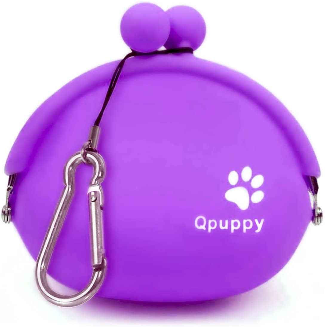 Ordinary Dog Treat Training Pouch Fashion Portable Small Dog Training Treat Pouch Treat Pouches for Pet Training Coin Purse Silicone Coin Pouch Key Case (Purple)