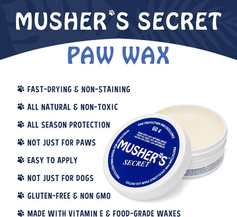 Dog Paw Wax 60 G (2.1 Oz) - Moisturizing Dog Paw Balm That Creates an Invisible Barrier That Protects and Heals Dry Cracked Paws - All-Natural with Vitamin E and Food-Grade Ingredients