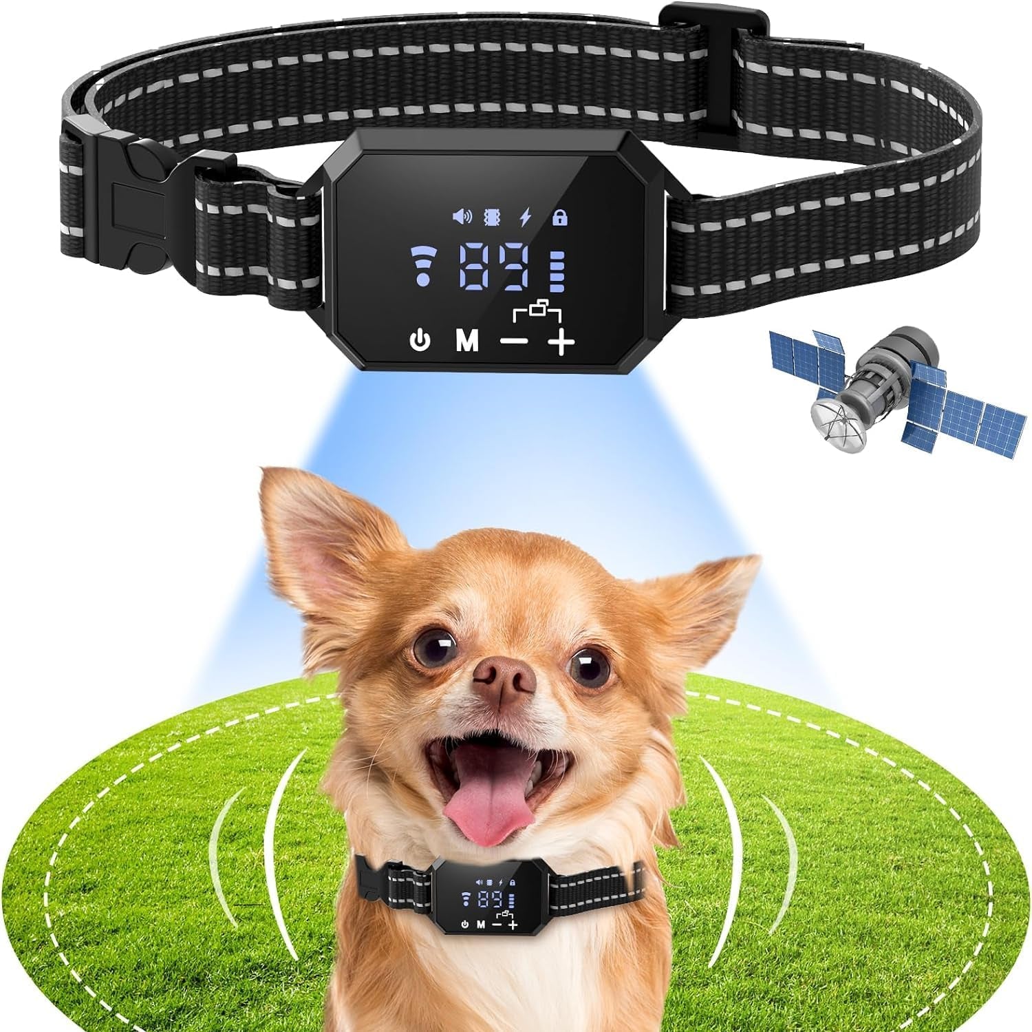 GPS Wireless Dog Fence System, Electric Dog Fence, Portable GPS Wireless Pet Perimeter Dog Collar with Large Stable Signal Boundary,Range up to 6560Ft. Adjustable Dog Collar for All Dogs